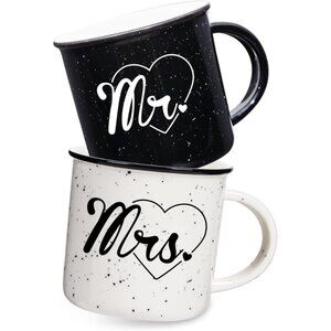 Mr & Mrs Coffee Mug Set (10oz) – Wedding Gift for Couples, Engagement & Bridal